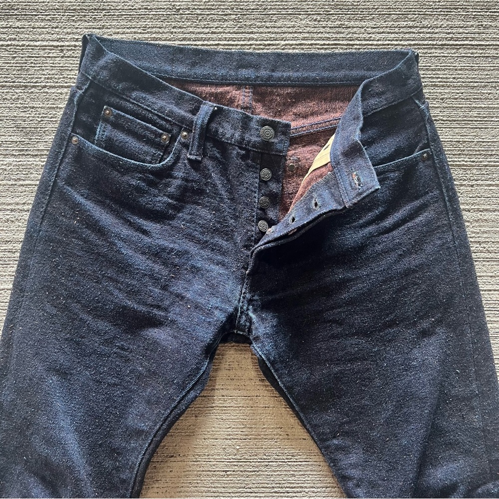 PBJ  x Okayama Kakishibu Indigo Denim Relaxed Taper Fit Size 32